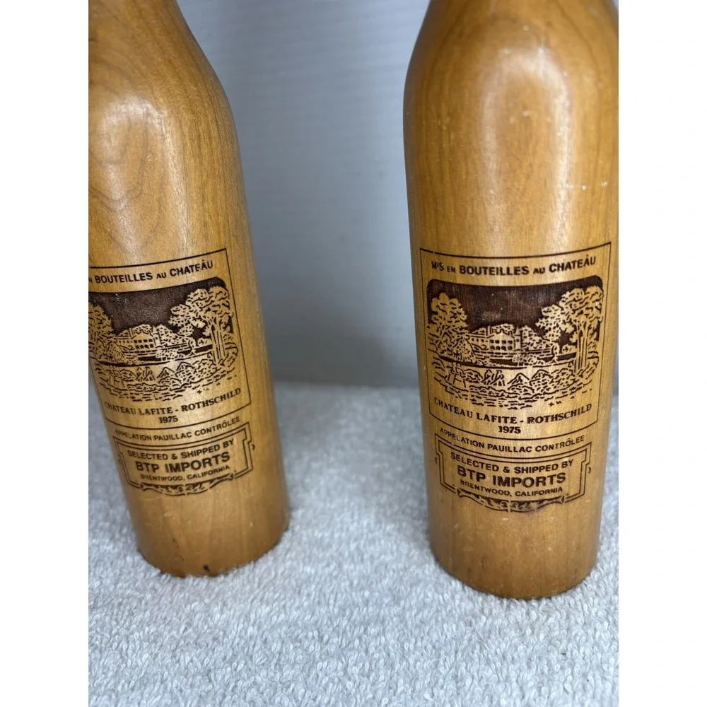 BTP Imports Chateau Lafita Rothschild 1975 Wooden Pepper Mill & Salt shaker set
